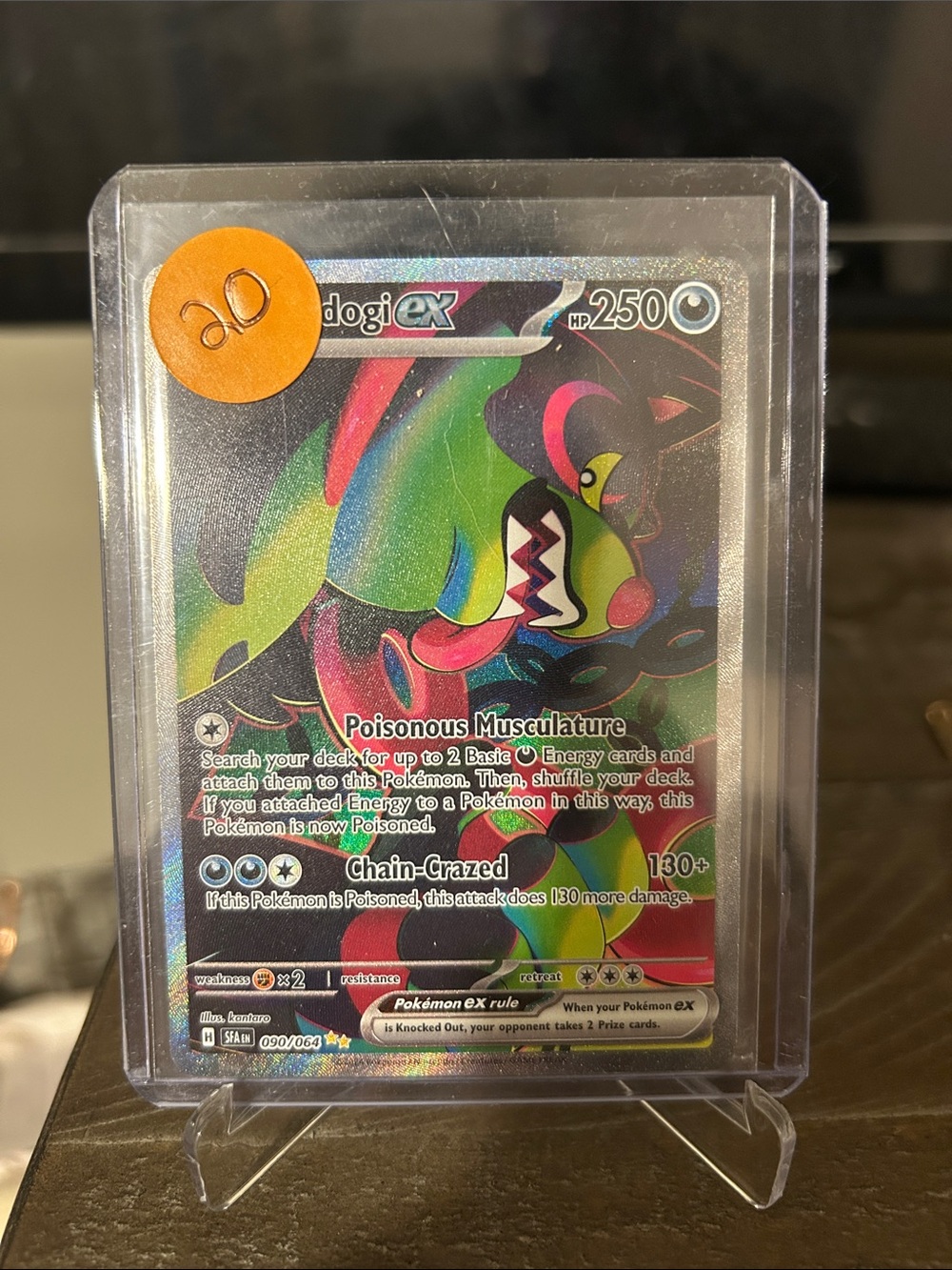 Pokemon Toxicroak ex Holographic Card - Green, Pink, Blue
